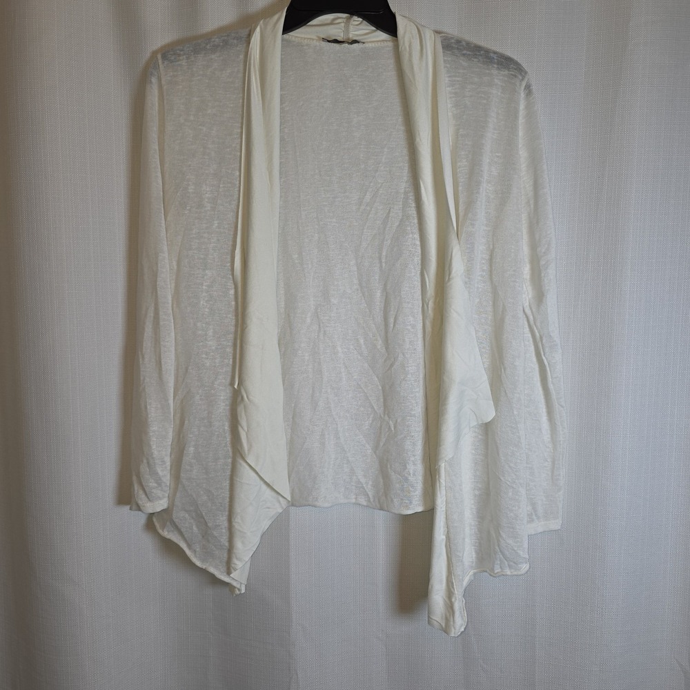 ELENA BALDI Italy Asymmetrical Drape Cardigan Sweater Trim Size L